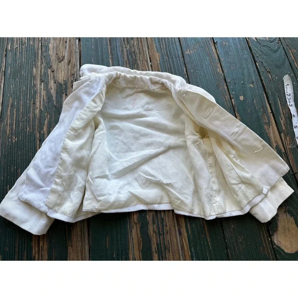 Vintage White Corduroy 2pc Set Jacket and Overalls Kids Toddler Heirloom Style